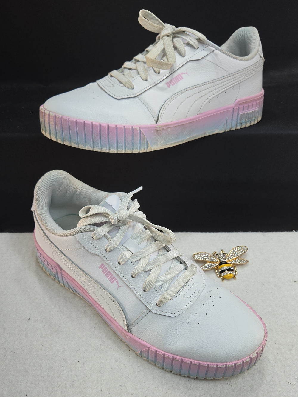 PUMA Women's Carina 2.0 "Gradient" White / Pink Pearl / Pastel Sneakers.